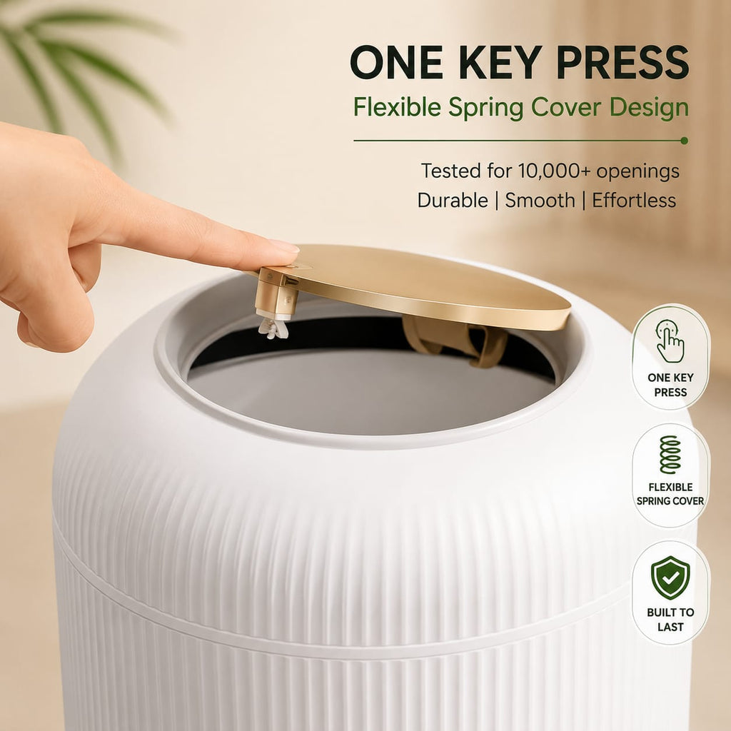 🗑️ Luxury Nordic Style Dustbin with Premium Lid & Wooden-Style Legs