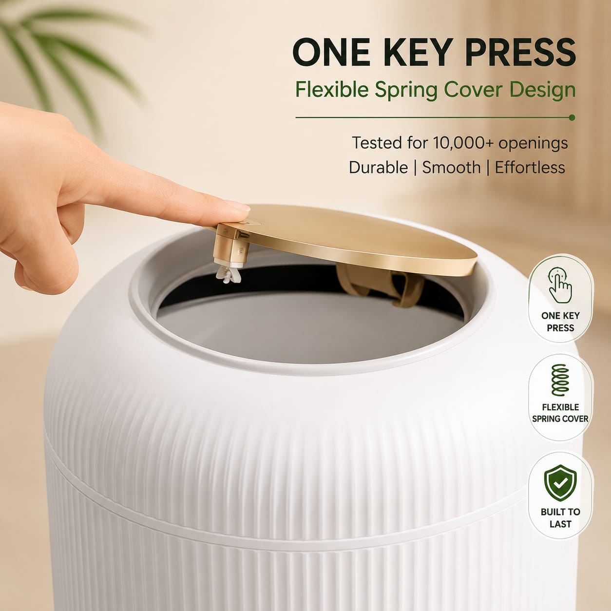 🗑️ Luxury Nordic Style Dustbin with Premium Lid & Wooden-Style Legs